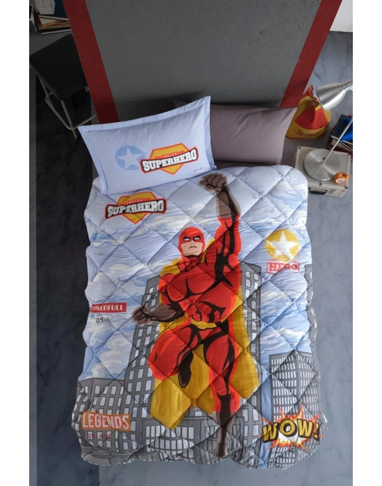 Clasy Ranforce Genç Uyku Seti Tek Kişilik Süperhero Gri