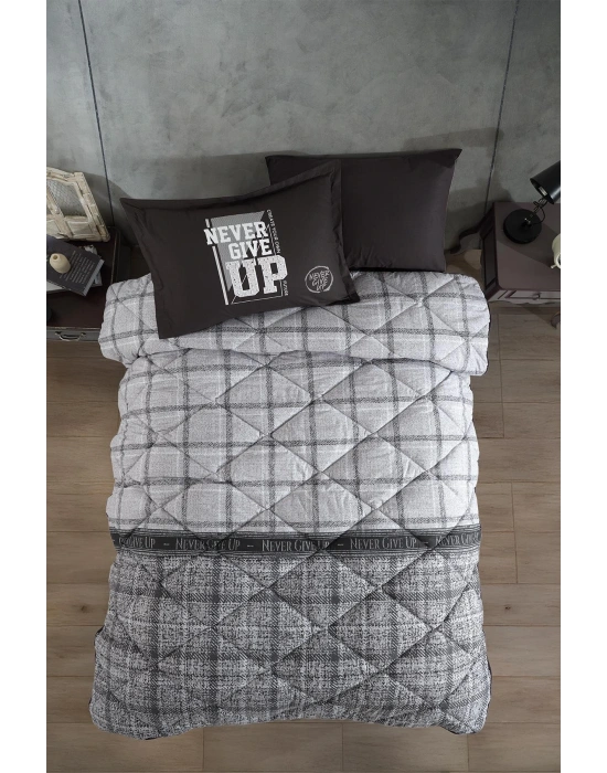 Clasy Ranforce Genç Yorgan Seti Tek Kişilik Give Up V1 Antrasit