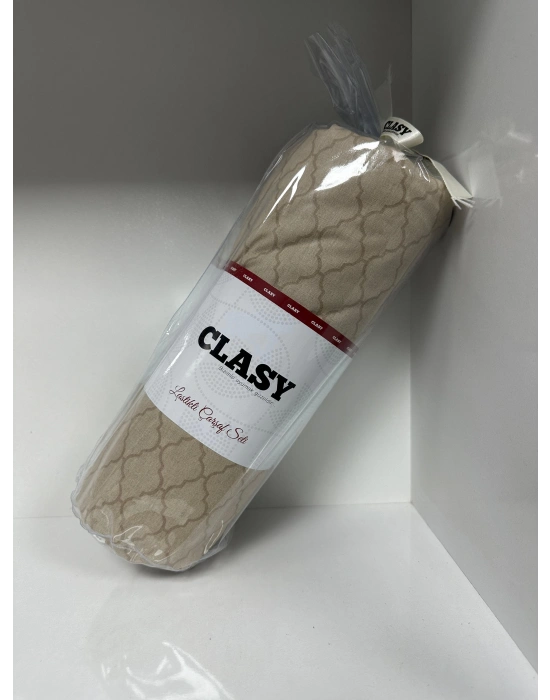 Clasy Ranforce Lastikli Çarşaf Seti Çift Kişilik Desenli Sütlü Kahve