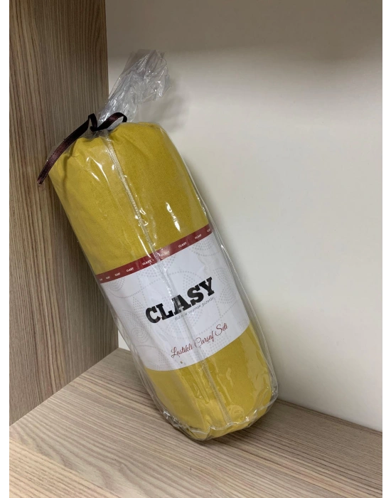 Clasy Ranforce Lastikli Çarşaf Seti Çift Kişilik Hardal