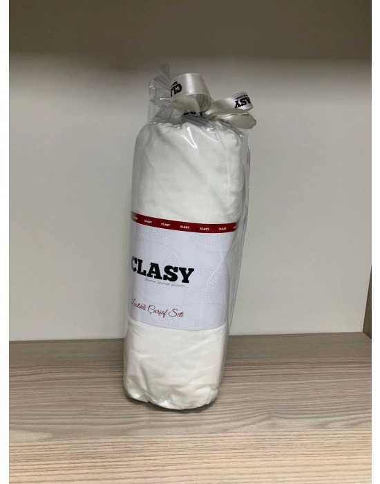 Clasy Ranforce Lastikli Çarşaf Seti Tek Kişilik Beyaz flz4