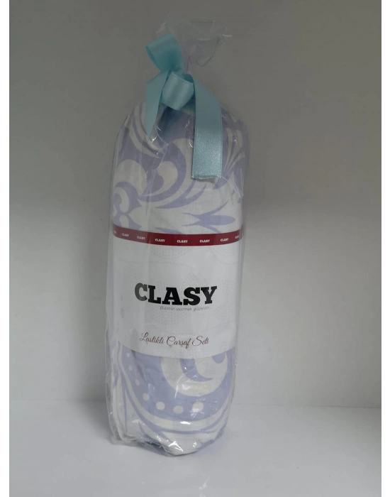 Clasy Ranforce Lastikli Çarşaf Seti Tek Kişilik Desenli Mavi