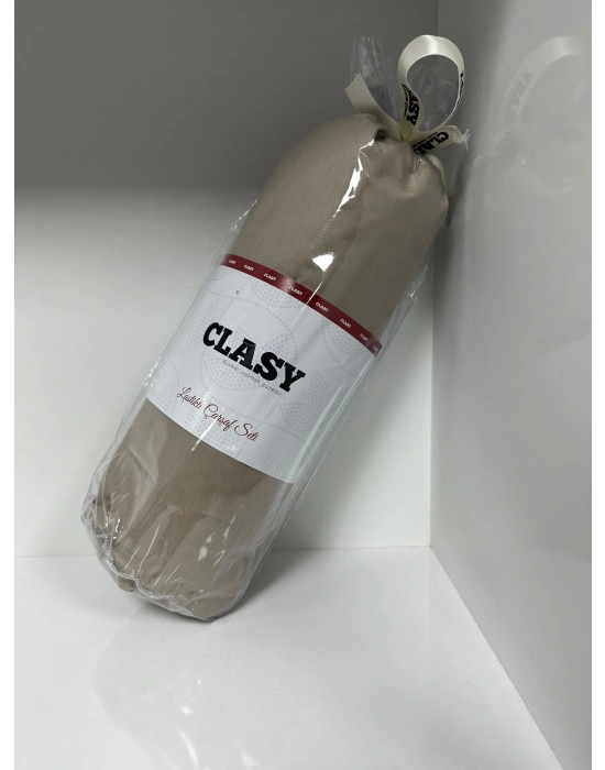 Clasy Ranforce Lastikli Çarşaf Seti Tek Kişilik Düz Açık Kahve