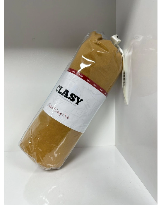 Clasy Ranforce Lastikli Çarşaf Seti Tek Kişilik Düz Hardal