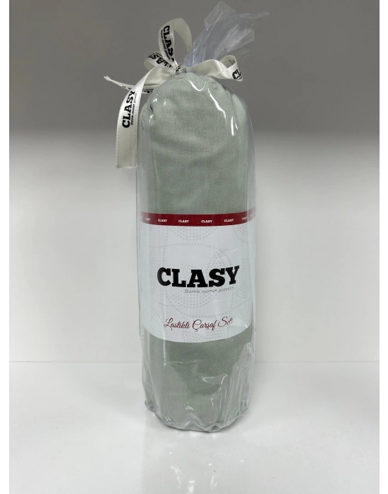 Clasy Ranforce Lastikli Çarşaf Seti Tek Kişilik Düz Kaktüs Yeşili