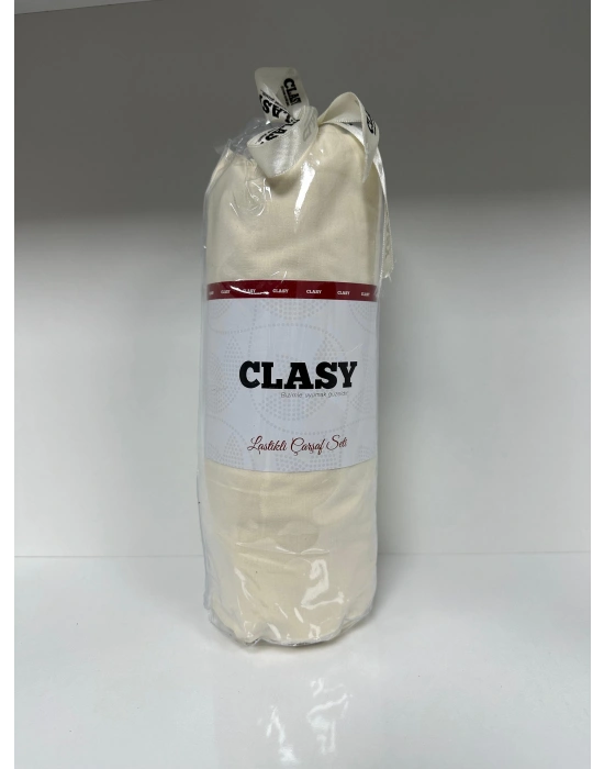 Clasy Ranforce Lastikli Çarşaf Seti Tek Kişilik Düz Krem