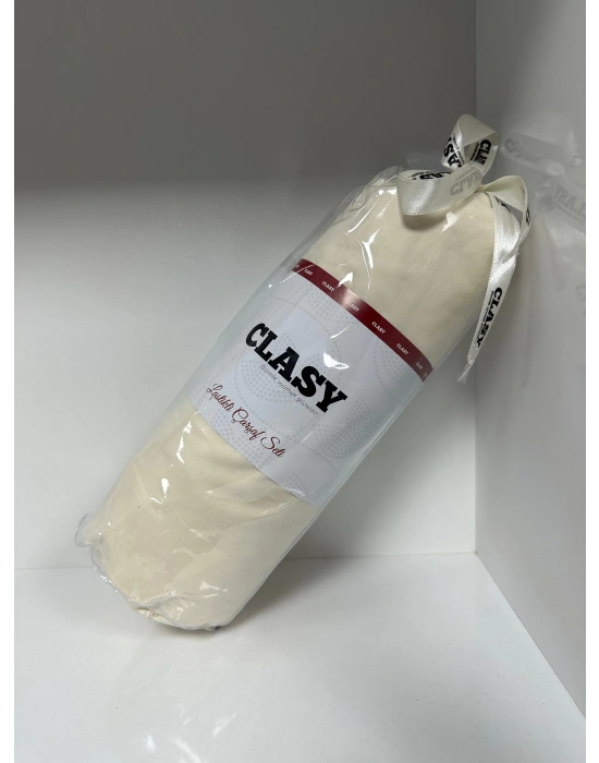 Clasy Ranforce Lastikli Çarşaf Seti Tek Kişilik Düz Krem