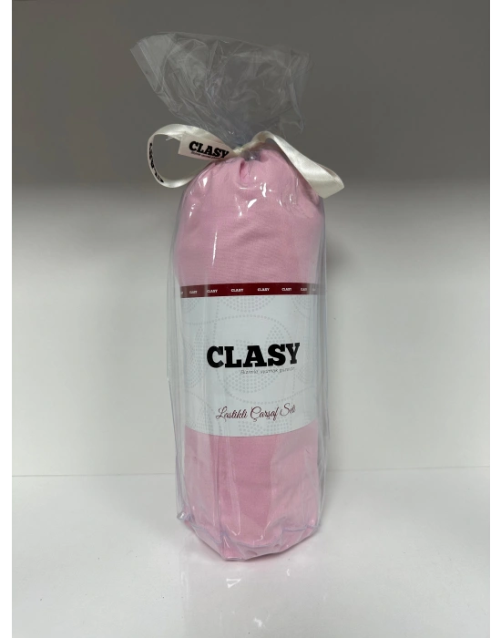 Clasy Ranforce Lastikli Çarşaf Seti Tek Kişilik Düz Pembe