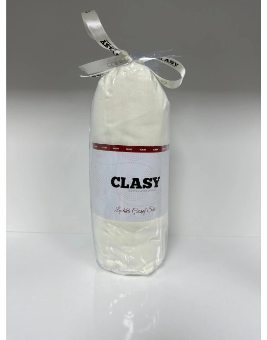 Clasy Ranforce Lastikli Çarşaf Seti Tek Kişilik Fitilli Çizgili Beyaz
