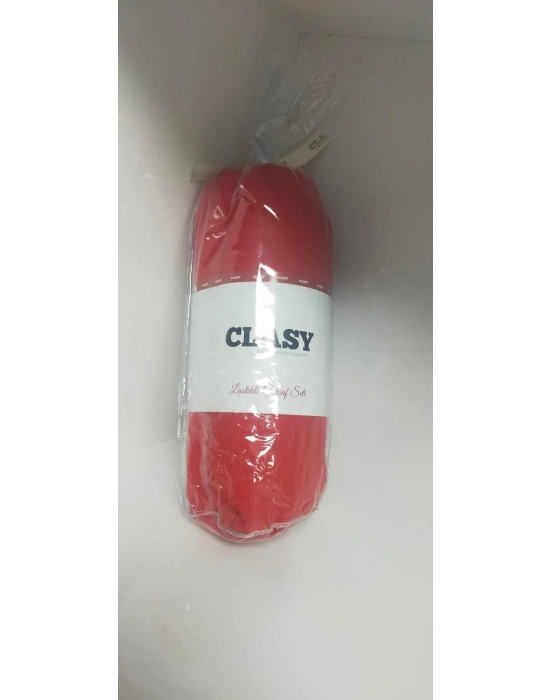 Clasy Ranforce Lastikli Çarşaf Seti Tek Kişilik Kırmızı
