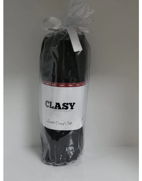 Clasy Ranforce Lastikli Çarşaf Seti Tek Kişilik Siyah