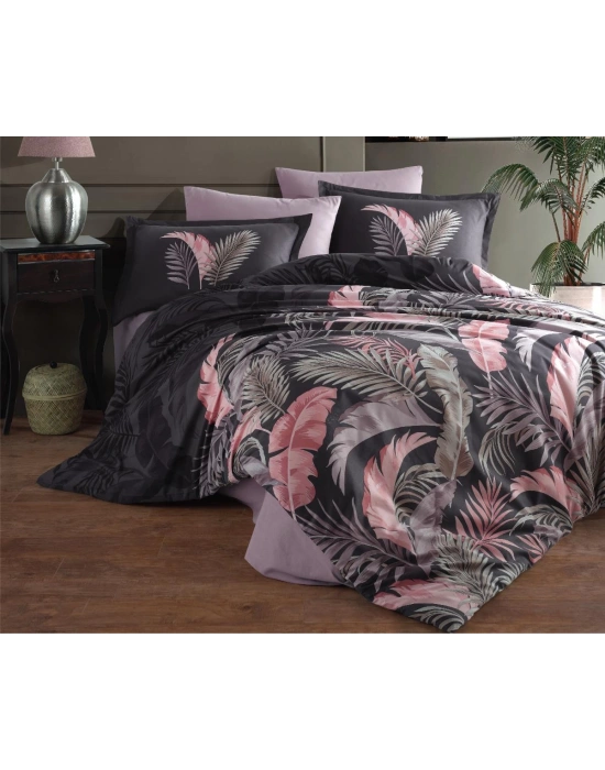 Clasy Ranforce Nevresim Takımı Çift Kişilik Hena V1 Antrasit