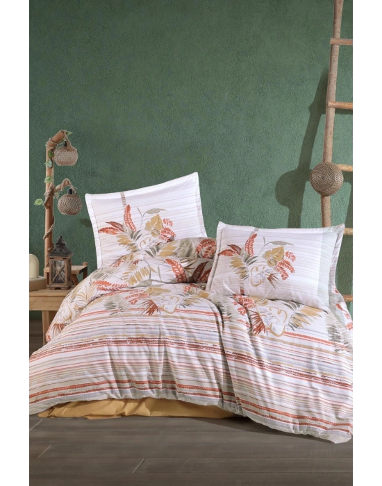 Clasy Ranforce Nevresim Takımı Çift Kişilik Oliva V1 Hardal