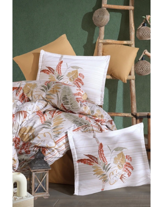 Clasy Ranforce Nevresim Takımı Çift Kişilik Oliva V1 Hardal