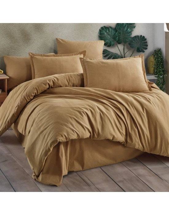 Clasy Ranforce Nevresim Takımı Çift Kişilik Unita V5 Zencefil