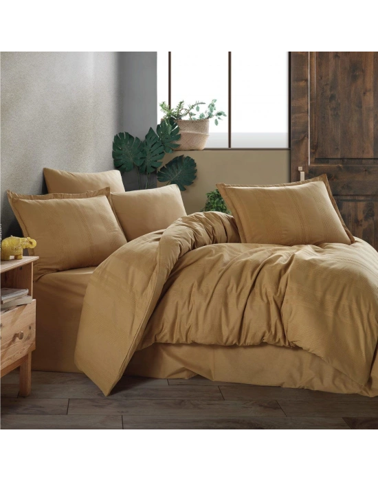 Clasy Ranforce Nevresim Takımı Çift Kişilik Unita V5 Zencefil