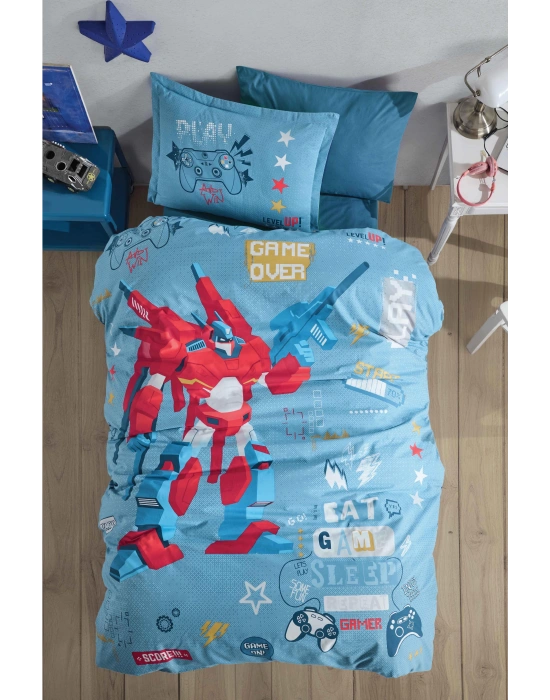 Clasy Ranforce Nevresim Takımı Tek Kişilik Game Over V1 Mavi