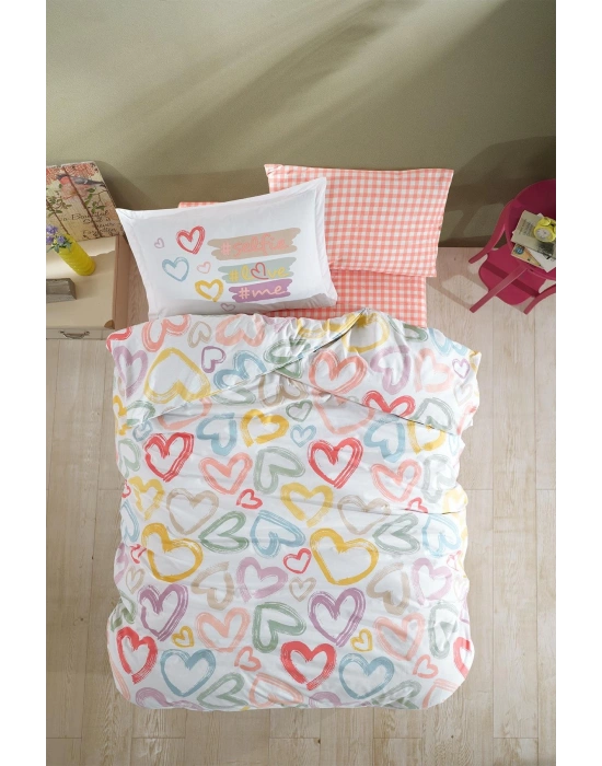 Clasy Ranforce Nevresim Takımı Tek Kişilik Selfie V1 Pudra