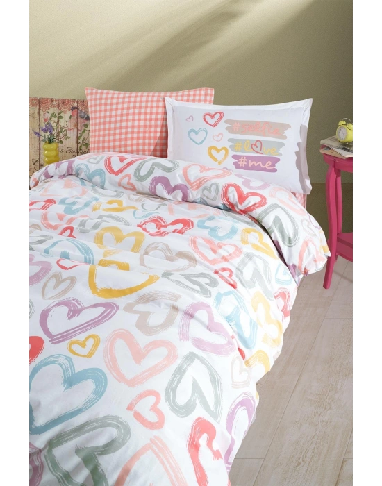 Clasy Ranforce Nevresim Takımı Tek Kişilik Selfie V1 Pudra