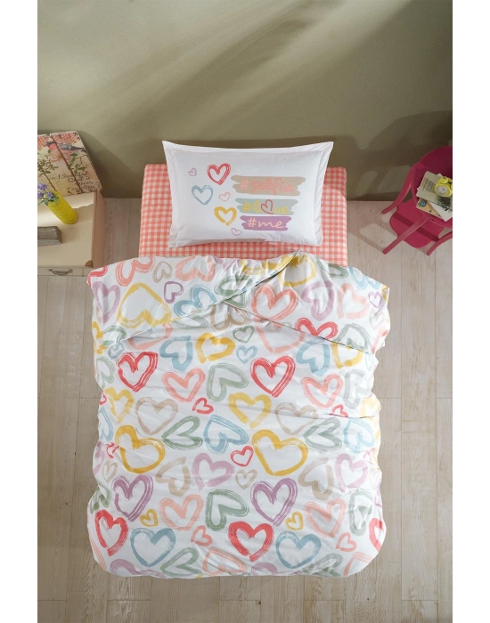 Clasy Ranforce Nevresim Takımı Tek Kişilik Selfie V1 Pudra