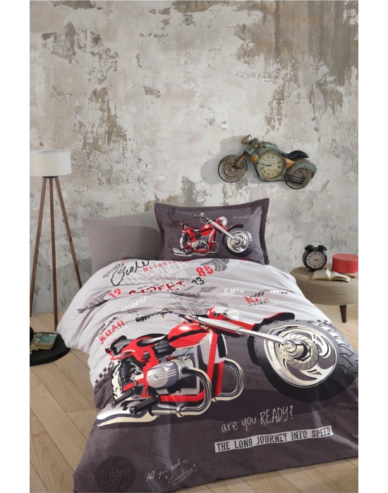 Clasy Ranforce Nevresim Takımı Tek Kişilik Street King V1 Gri