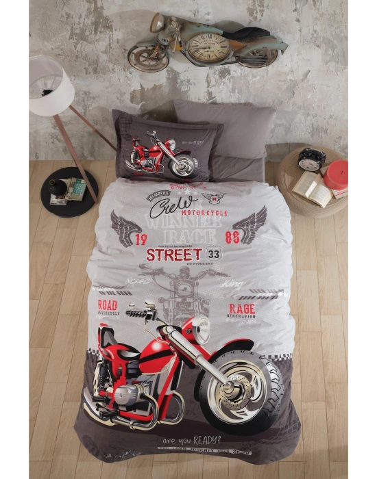 Clasy Ranforce Nevresim Takımı Tek Kişilik Street King V1 Gri