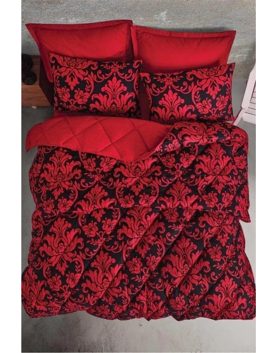 Clasy Ranforce Tek Kişilik Yorgan Calligra V3 Kırmızı Yorgan