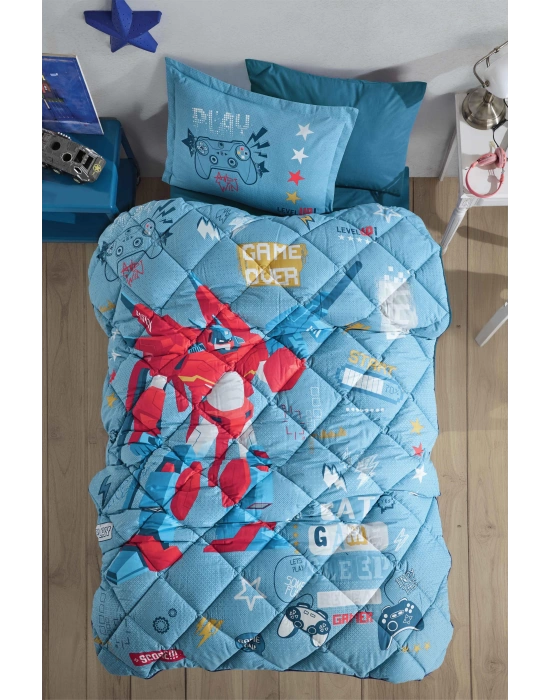 Clasy Ranforce Uyku Seti Tek Kişilik Game Over V1 Mavi