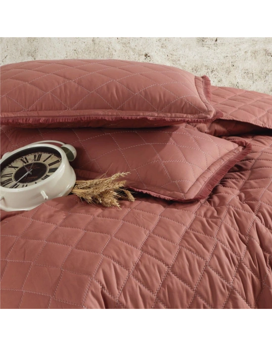 Clasy Ranforce Yatak Örtüsü Çift Kişilik Tafana V5 Kiremit