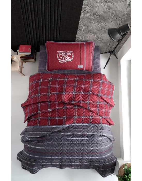 Clasy Ranforce Yatak Örtüsü Tek Kişilik Campus V1 Bordo