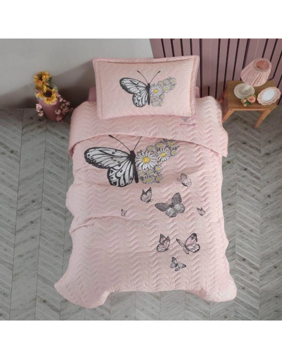 Clasy Ranforce Yatak Örtüsü Tek Kişilik Daisy Love V2 Somon