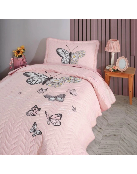 Clasy Ranforce Yatak Örtüsü Tek Kişilik Daisy Love V2 Somon