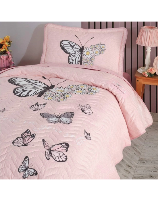 Clasy Ranforce Yatak Örtüsü Tek Kişilik Daisy Love V2 Somon