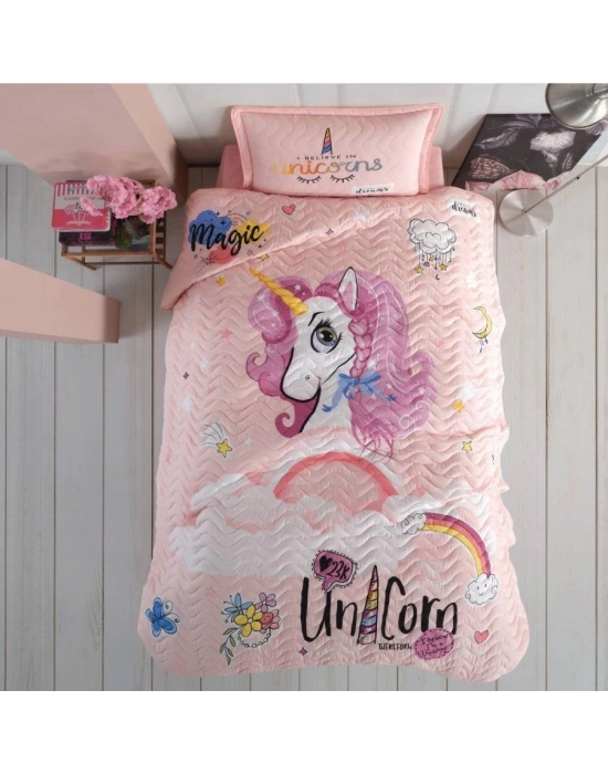Clasy Ranforce Yatak Örtüsü Tek Kişilik Pink Dreams V1 Pudra