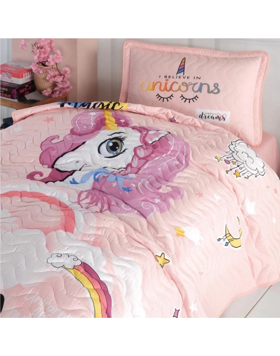 Clasy Ranforce Yatak Örtüsü Tek Kişilik Pink Dreams V1 Pudra