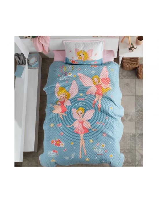 Clasy Ranforce Yatak Örtüsü Tek Kişilik Power Girl Turkuaz