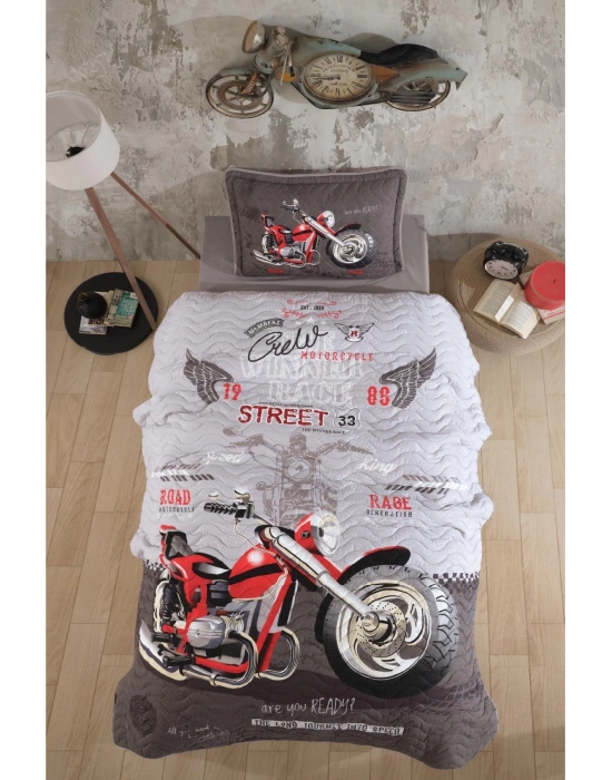 Clasy Ranforce Yatak Örtüsü Tek Kişilik Street King V1 Gri
