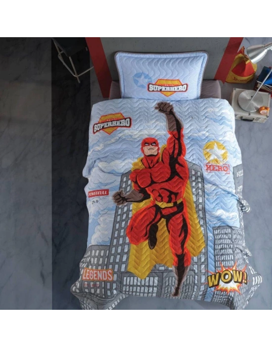 Clasy Ranforce Yatak Örtüsü Tek Kişilik Süperhero V1