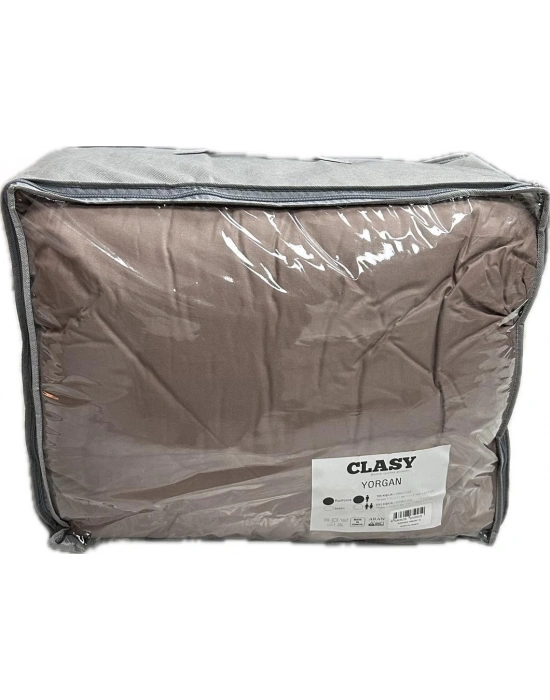 Clasy Ranforce Yorgan Tek Kişilik İki Renkli Kahve - Beyaz