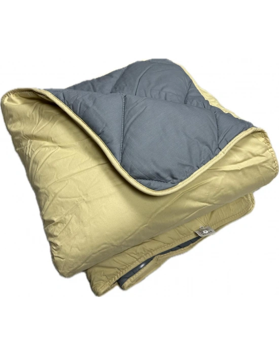 Clasy Ranforce Yorgan Tek Kişilik İki Renkli Sarı - Gri