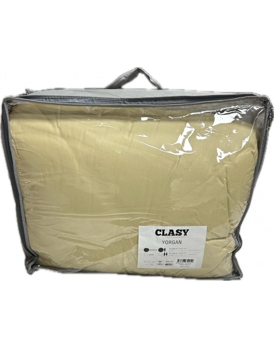 Clasy Ranforce Yorgan Tek Kişilik İki Renkli Sarı - Gri