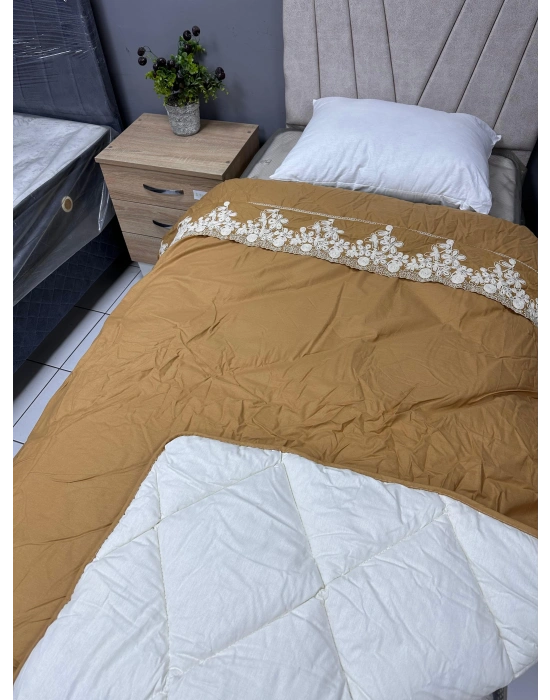 Clasy Saten %100 Pamuk Ranforce Tek kişilik Yorgan Osela V1 Zencefil