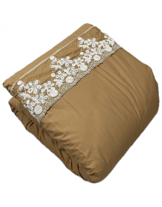 Clasy Saten %100 Pamuk Ranforce Tek kişilik Yorgan Osela V1 Zencefil