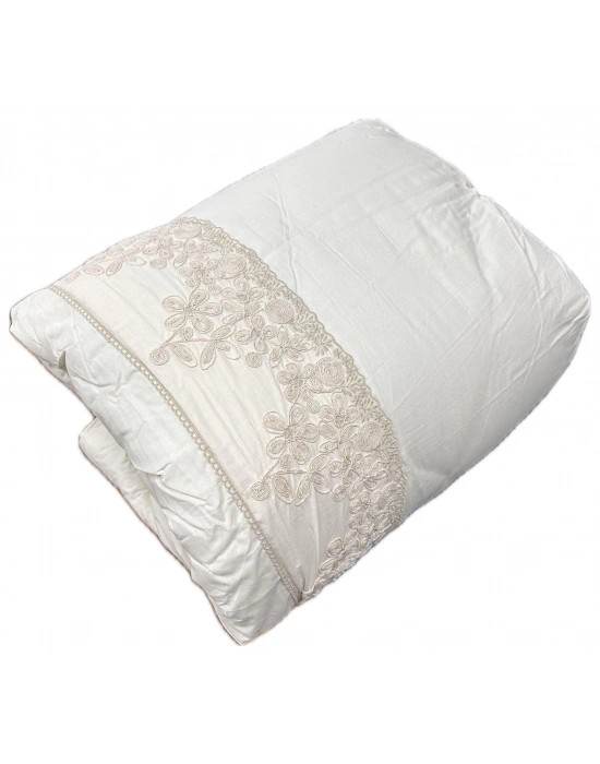 Clasy Saten %100 Pamuk Ranforce Tek kişilik Yorgan Osela V2 Krem