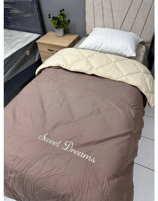 Clasy Saten %100 Pamuk Ranforce Tek kişilik Yorgan Sweet Dreams V3 Sarı-Gri