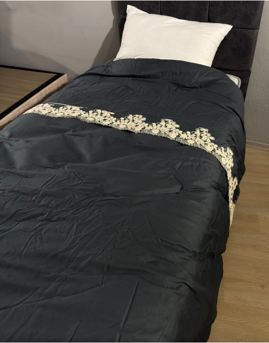 Clasy Saten %100 Pamuk Saten Tek kişilik Yorgan Osela V4 İndigo Gri