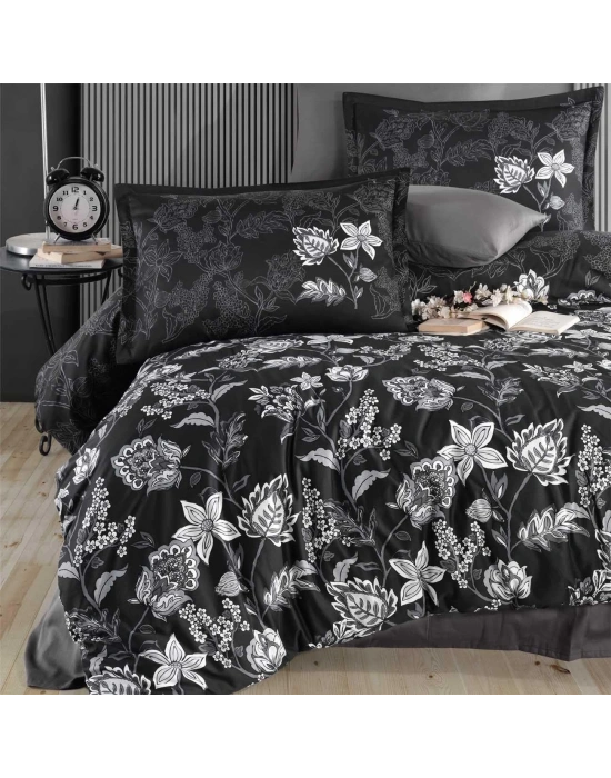 Clasy Saten Nevresim Takımı Çift Kişilik Vilya V2 Antrasit