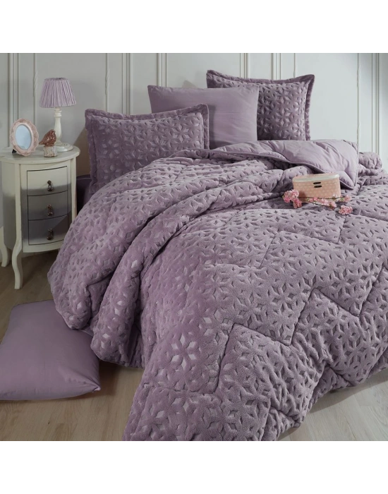 Clasy Wellsoft Jakarlı Çift Kişilik Uyku Seti Babil V5 Lila