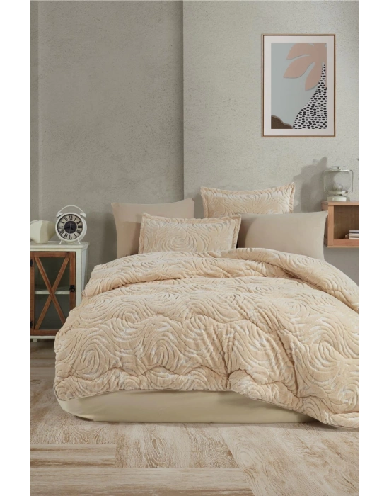 Clasy Wellsoft Jakarlı Çift Kişilik Uyku Seti Reste V1 Bej