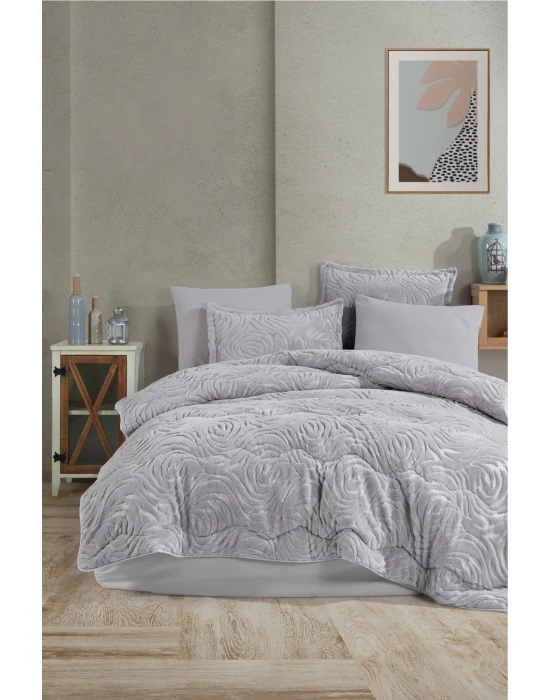 Clasy Wellsoft Jakarlı Çift Kişilik Uyku Seti Reste V2 Gri
